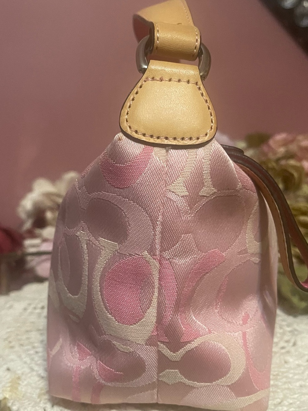 Coach Pink Signature Jacquard Shoulder Bag - Picture 7 of 12